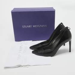 Stuart Weitzman Black Leather Bow Pointed Toe Pumps Size 40