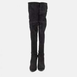 Stuart Weitzman Black Suede Leather Highland Over The Knee Boots Size 38.5