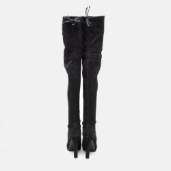Stuart Weitzman Black Suede Leather Highland Over The Knee Boots Size 38.5