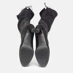 Stuart Weitzman Black Suede Leather Highland Over The Knee Boots Size 38.5