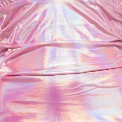 Superdown Pink Holographic Jersey Ruched Kerrie Dress L