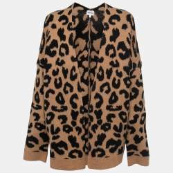 Superdown Brown Leopard Pattern Knit Draya Open Front Cardigan L