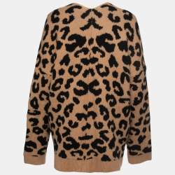 Superdown Brown Leopard Pattern Knit Draya Open Front Cardigan L