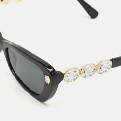 Pre Owned Swarovski Black SK6033 Crystals Butterfly Sunglasses