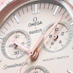 Pre Owned Omega X Swatch Powdery Pink Velcro Moon Swatch Mission To Venus 42 mm