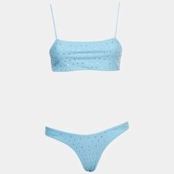 مملوكة مسبقًا Swim by Di Blue Jersey Crystal Bikini Set S