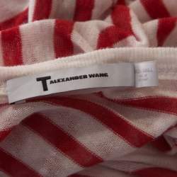 T by Alexander Wang Red Striped Linen Blend Jersey Long Sleeve Top XS