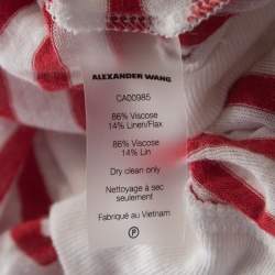 T by Alexander Wang Red Striped Linen Blend Jersey Long Sleeve Top XS