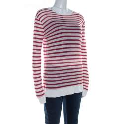 T by Alexander Wang Red Striped Linen Blend Jersey Long Sleeve Top XS