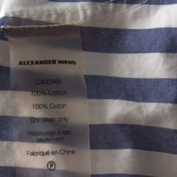 Pre Owned Alexander Wang Blue & White Striped Cotton Tie Front Short Dress S
