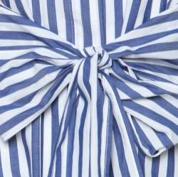 Pre Owned Alexander Wang Blue & White Striped Cotton Tie Front Short Dress S