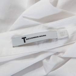 T by Alexander Wang White Cotton Ruched Detail One Shoulder Top M