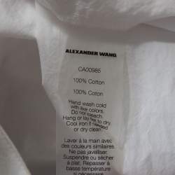 T by Alexander Wang White Cotton Ruched Detail One Shoulder Top M