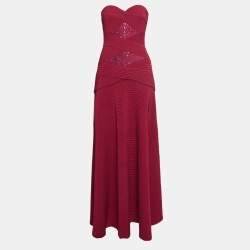 Tadashi Shoji Pink Sequin Embellished Jersey Strapless Gown XS