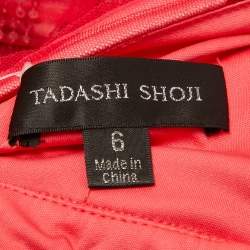 Tadashi Shoji Red Sequin Tulle Halter Neck Tiered Gown M