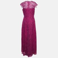 Tadashi Shoji Burgundy Floral Lace Maxi Dress M