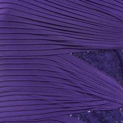 Tadashi Shoji Purple Pintuck Jersey Sequin Detail One Shoulder Gown XS