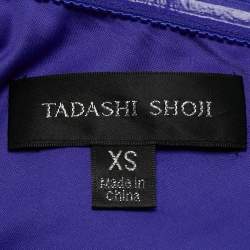 Tadashi Shoji Purple Pintuck Jersey Sequin Detail One Shoulder Gown XS