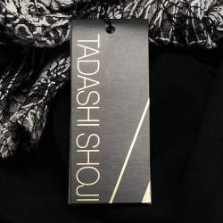 Pre Owned Tadashi Shoji Black/White Crepe & Lace Full Sleeve Maxi Dress M