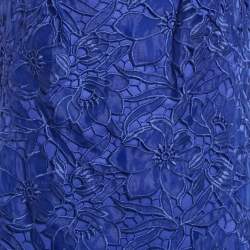 Tadashi Shoji Blue Floral Lace Cap Sleeve Milien Gown L