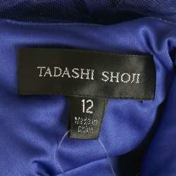 Tadashi Shoji Blue Floral Lace Cap Sleeve Milien Gown L