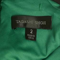 Tadashi Shoji Emerald Green Sequin Tulle and Jersey Gown S