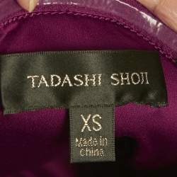 Pre Owned Tadashi Shoji Burgundy Sequin Embellished Jersey Strapless Gown XS