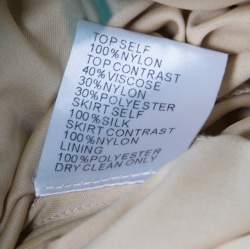 Pre Owned Tadashi Shoji Green Tulle Embroidered Faux Feather Strapless Gown L