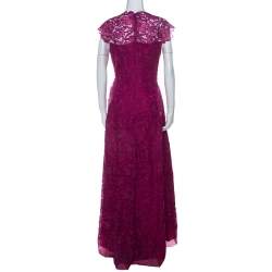 Tadashi Shoji Grape Purple Lace Cap Sleeve Milien Evening Dress M