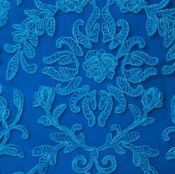 مملوكة مسبقًا Tadashi Shoji Blue Chiffon & Lace Tiered Moreau Gown L