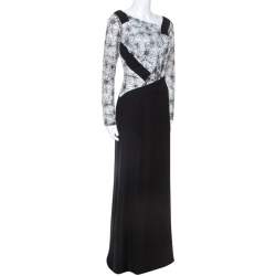 Tadashi Shoji Monochrome Lace Bodice Marissa Gown M
