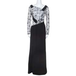 Tadashi Shoji Monochrome Lace Bodice Marissa Gown M