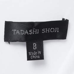 Tadashi Shoji Black/White Crepe Wrap Effect Maxi Dress M