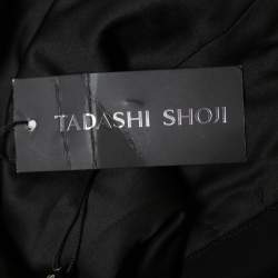 Pre Owned Tadashi Shoji Black Crepe and Lace Off-Shoulder Gown L