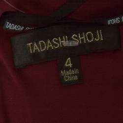 Tadashi Shoji Burgundy Tulle Woven Bodice Sequined Gown S