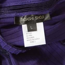 Pre Owned Tadashi Shoji Purple Sheer Panel Insert Sleeveless Gown L