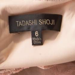 Tadashi Shoji Peach Floral Lace Overlay Sleeveless Layered Tulle Dress M