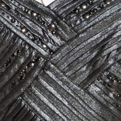 Pre Owned فستان تداشي شوجي ميتاليك مقلم بطيات مزخرف M