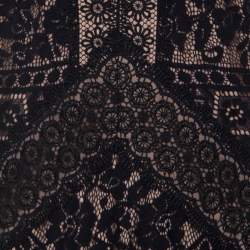 Pre Owned فستان سهرة تداشي شوجي طبقة دانتيل رقبة حرف V أسود M