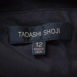 Pre Owned فستان تداشي شوجي ترتر أسود مزخرف بوسط ساقط L