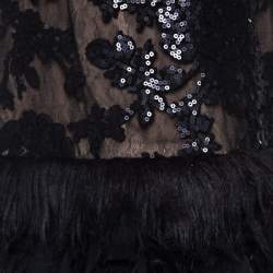 Pre Owned فستان تداشي شوجي ترتر أسود مزخرف بوسط ساقط L