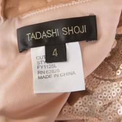 Tadashi Shoji Beige Lace and Tulle Sequined Gown S