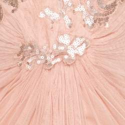 Tadashi Shoji Beige Lace and Tulle Sequined Gown S
