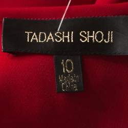 Tadashi Shoji Red Crepe Lace Inset Edie Gown L
