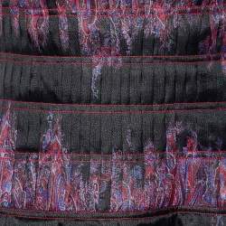 Tadashi Shoji Black & Purple Paisley Printed Gazar Gown L