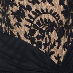 Tadashi Shoji Black Lace & Ruched Tulle Gown L