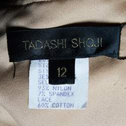 Tadashi Shoji Black Lace & Ruched Tulle Gown L