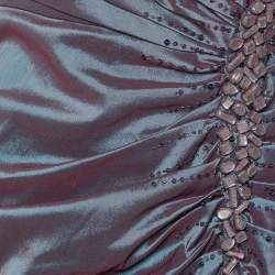 Tadashi Shoji Two Tone Metallic Embellished Ruched Sleeveless Gown M