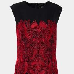 Tadashi Shoji Black Satin Contrast Embroidered Sleeveless Merlin Gown XL