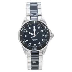 Pre Owned TAG Heuer Black Ceramic Stainless Steel Aquaracer WAY131C.BA0913 Women's Wristwatch 35 mm